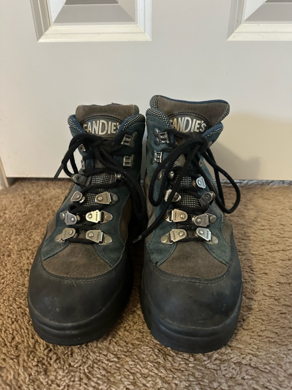 Candies Hiking Boots Blue Suede Leather Lace Up Y2K 90’s Size 8 Vintage